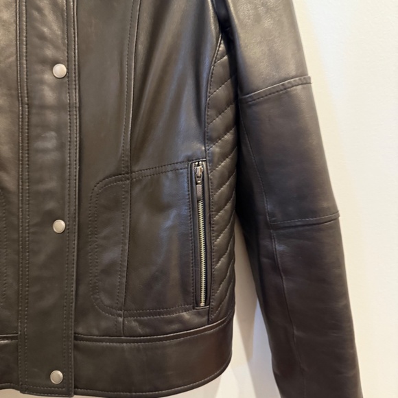 Cole Haan Genuine Leather Jacket Black - size small - Picture 7 of 16